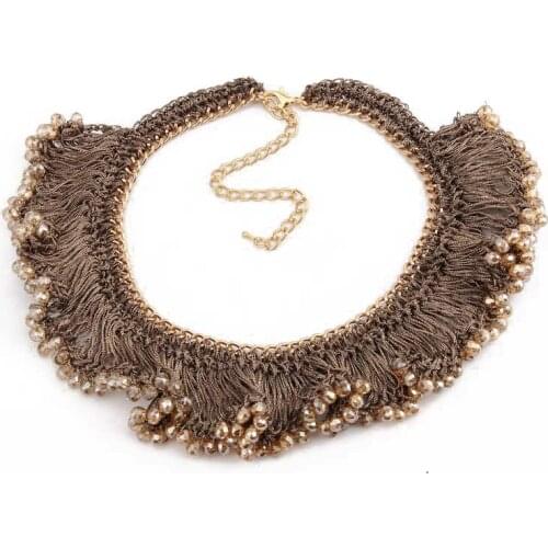 Beadsland handmade bohemia ethnic glass statement necklace for trendy personality women jewelry gift