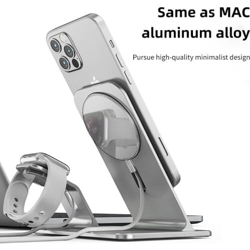 GTWIN 2 in 1 Magnetic Wireless Charger Stand For iPhone Fast Charging For Apple Watch iWatch For iPhone 12 Pro Mini Phone Holder