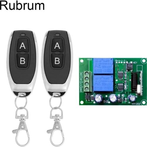 Rubrum 433Mhz Wireless Remote Control Switch DC 12V 2 CH RF Relay Receiver Module + RF Transmitter 433 Mhz Remote Control Kit