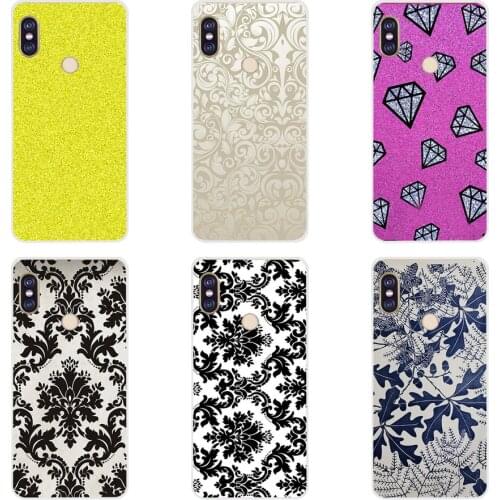 89H black and white flower wallpaper Soft Silicone Tpu Cover phone Case for xiaomi redmi 6 pro 5 plus note 6 pro 4 4x mi 8