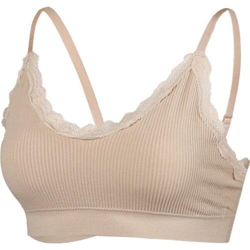 Black Women/Girl Striped Padded Vest Tops Student Lace Fitness Underwear Sexy Bra Adjusted Shoulder Strap Vest Bra