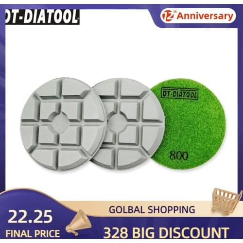 DT-DIATOOL 3pcs Dia 100mm/4" Grit#800 Thickened Diamond Concrete Polishing Pad Resin Bond Sanding Disc Repairing Concrete Floor
