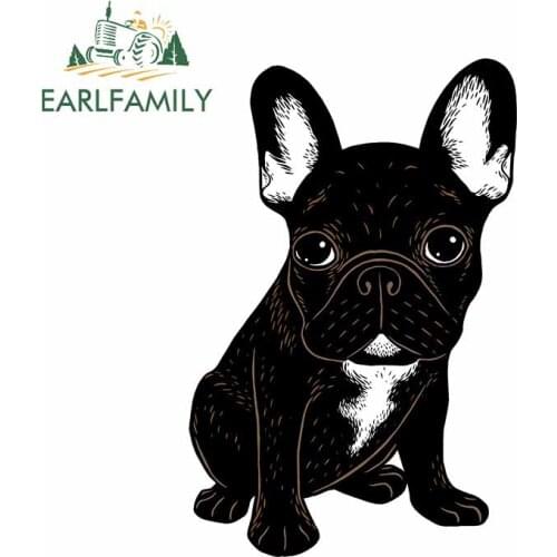 EARLFAMILY 13cm x 8.8cm for French Bulldog Black Scratch-Proof Trunk Laptop Car Stickers RV Decal Windshield Cartoon Decoration