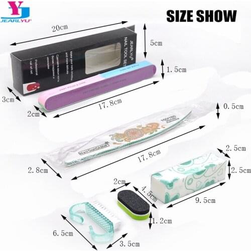 Colorful 5pcs Nail File Kit Professional Nail Buffer Washable Manicure Vijlen Nail File Block Grinding Polishing Nail Art Brush