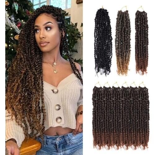 Crochet Spring Twist Hair Pretwisted Twist Fluffy Synthetic Pre looped Passion 18 inch Braids hair Extension for women 16 Roots