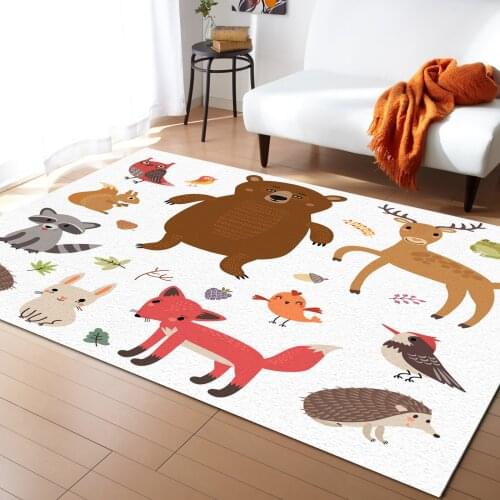 Forest Animals Carpet for Living Room Kids Bedroom Bedside Rugs Soft Carpets Home Sofa Table Decor Mat