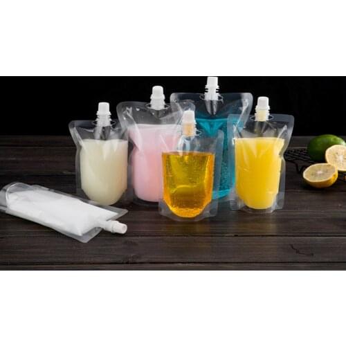Eco Plastic Drink Packaging Bags 100ml Stand Up Spout Pouches Outdoor Camping Juice Coffee Storage Bags 50pcs/pack With Funnel