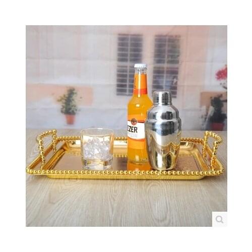 Fashion silver/ Gold plated Rectangle metal storage tray metal serving tray gold fruit plate wedding tray decoration FT003