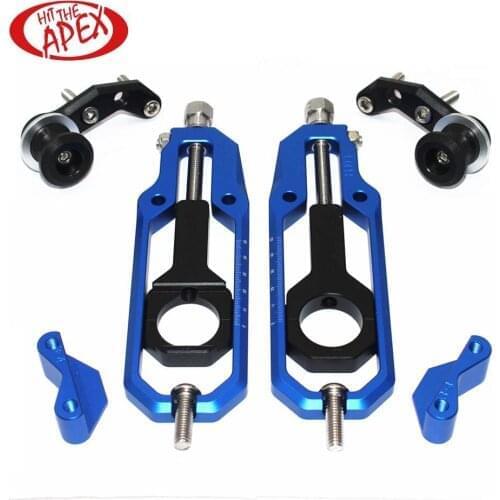 Motorcycle Chain Adjusters with Paddock Bobbins Tensioners Catena Kit For Suzuki GSXR1000 GSX-R1000 2007 2008 CNC Aluminum