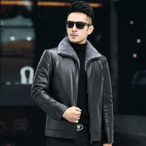 Genuine Leather Clothes Mens Mink Liner Skin Coat First Layer Cowhide Fur Jacket