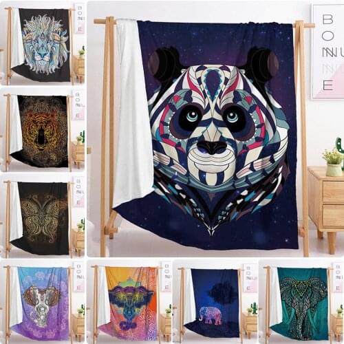 2020 new popular Bohemian elephant lion export double single boy girl throw blanket tapestry sleeping blanket soft flannel blank
