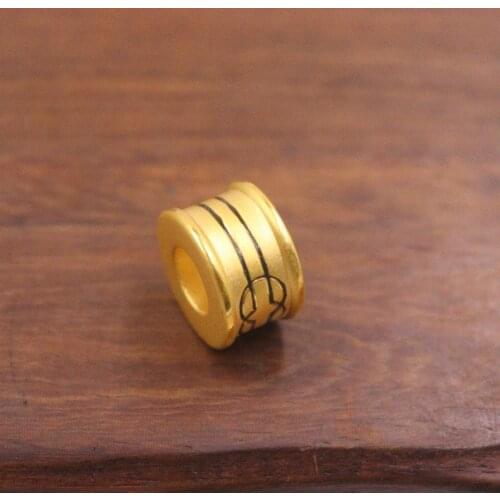 New Pure 24K 3D Yellow Gold Bead 15x5mm Beautiful Stoving Varnish Pattern DIY Bead