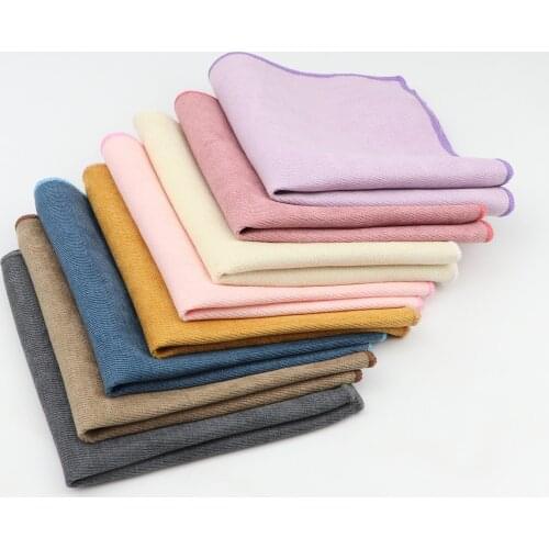 Solid Soft Microsuede Handkerchiefs Woven White Pink Red Blue Pocket Square Mens Casual Square Pockets Handkerchief Towels