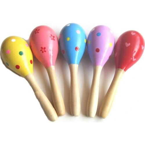 20cm x 6cm Big Size Sand Hammer instruments Kids musical toy instrument wood maracas sand balls