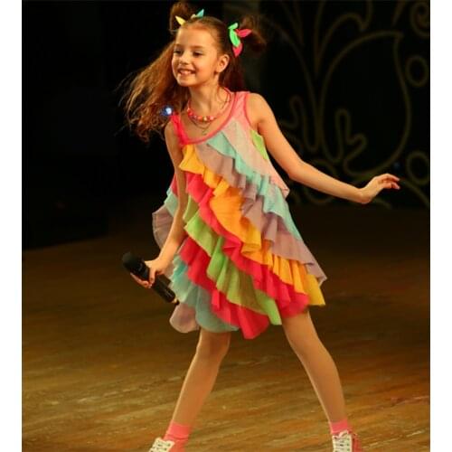 Girls dresses princess dress for girls rainbow lace dress sleeveless baby girls sundress