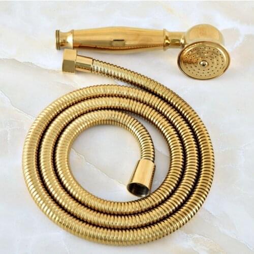 Polished Gold Color Brass Bathroom Telephone Shape Hand Spray Handheld Shower head 1.5m Hand Held Shower Head Hose ahh043