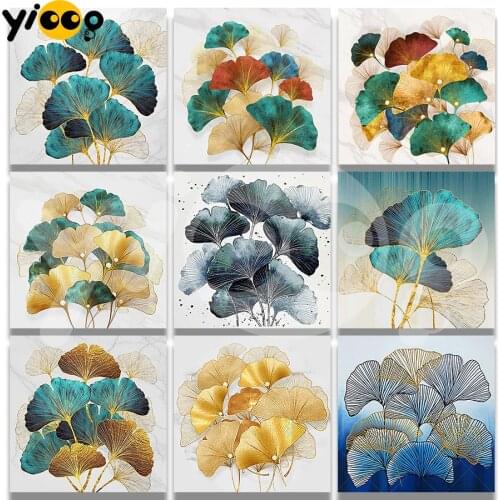 Full Square/Round Diamond Painting Embroidery Ginkgo Leaves Rhinestone Mosaic Cross Stitch Home Decor Gift TA09