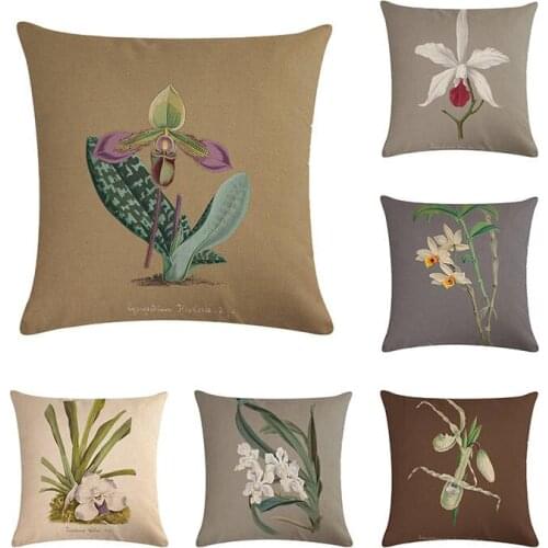 Cute Cartoon Flower Printed Cotton Linen Cushions Cover Car Bedroom Sofa Throw Pillow Case Creative Window ZY60