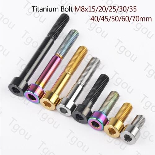Tgou Titanium Bolt M8x15 20 25 30 35 40 45 50 60 70mm Allen Key Head Ti Screws for Bicycle Motorcycle Car