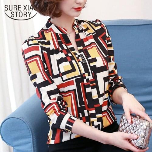 2021 new spring fashion Office lady Women Tops print long sleeved Blouse women tops casual shirts slim Women Clothing 00A 30