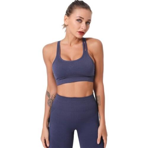 2 Pcs Sports Suits Women Fitness Clothing Sportswear Woman Gym Leggings Padded Push-up Strappy Sports Bra Seamless Yoga Set