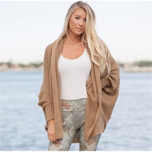 Autumn Winter Casual Sweaters Women Batwing Sleeve Knitted Open Stitch Oversized Coat Sweater Cardigan Poncho Outwear