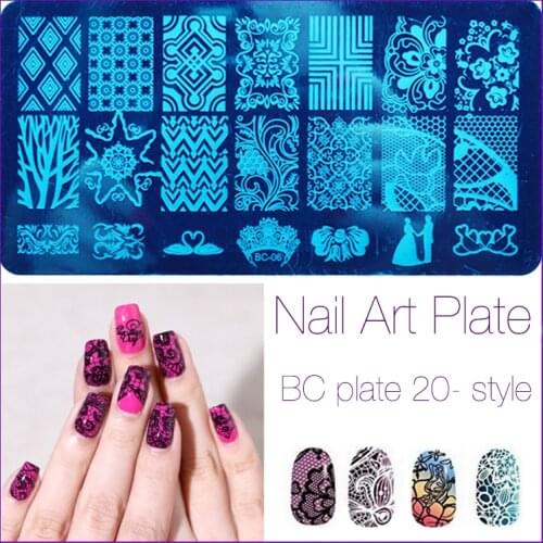 1Pcs 20 Patterns Stainless Steel Nail Art Stamping Plates Nail Seal Manicure Polaco Printer Tool Templates Nail Stamp Stencils