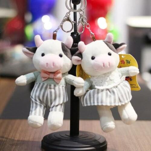1PC 2021 Year Of The Bull Couple Cow Plush Toy Pendant For Girls Animal Stuffed toys Pendant Wedding Gift 15CM