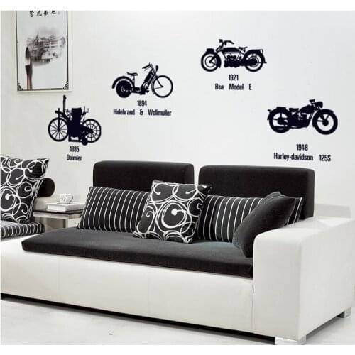1 PC Large classic vintage car stickers car bicycle on the wall personality living room wall black background