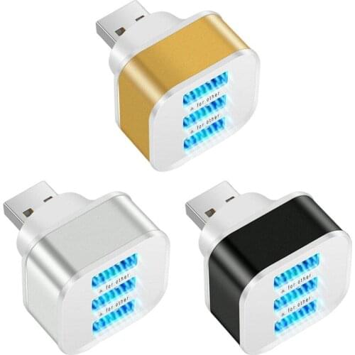 1PCS High Speed 3 Ports Portable USB2.0 HUB Aluminium Alloy ABS Phone Splitter Adapters Rotatable Plug