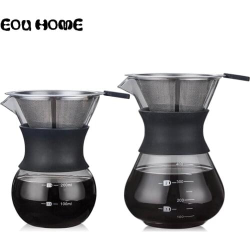200ml/400ml Hand-brewed Coffee Pots High Borosilicate Glass Espresso Water Drip Coffee Maker Reusable Tea Filter Tool Coffeeware
