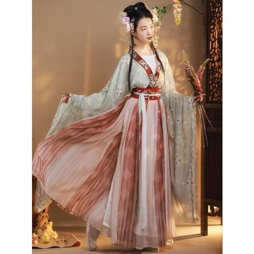 2021 chinese traditional hanfu wei jin dynasty vintage hanfu fairy princess cosplay costume floral printing folk dance hanfu