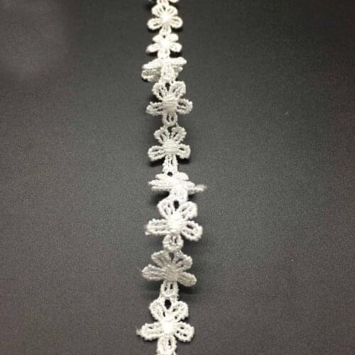 30Yards 12mm High Quality Flower Lace Trim Water soluble polyester Embroidery Sewing Fabric Ribbon DIY Garment Accessories