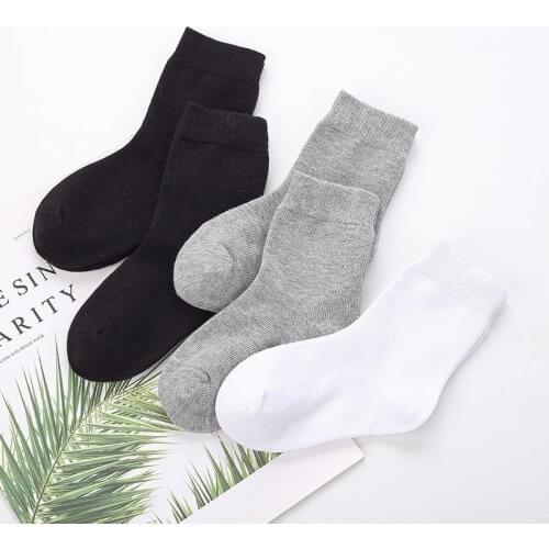 5pairls/lot Boys Girls Pure White Socks for Children Baby Cotton Soft Kids Socks Loose Comfortable Toddler Black White Socks
