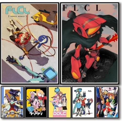 50 Designs Anime Flcl Whitepaper Poster Home Decal Art Painting Funny Wall Sticker for Coffee House Bar