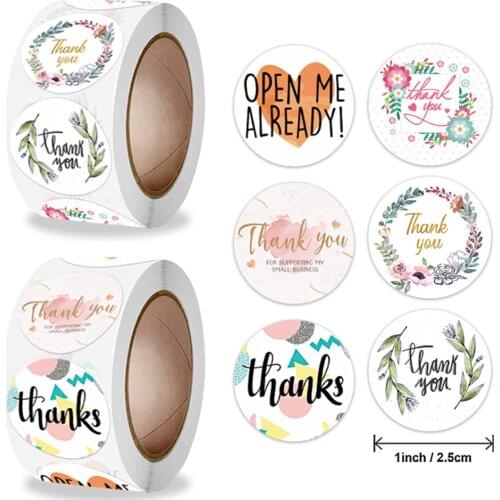 500pcs 2.5cm Flower Thank You Sticker Envelope Sealing Decoration Greeting Card Label Stationery Stickers