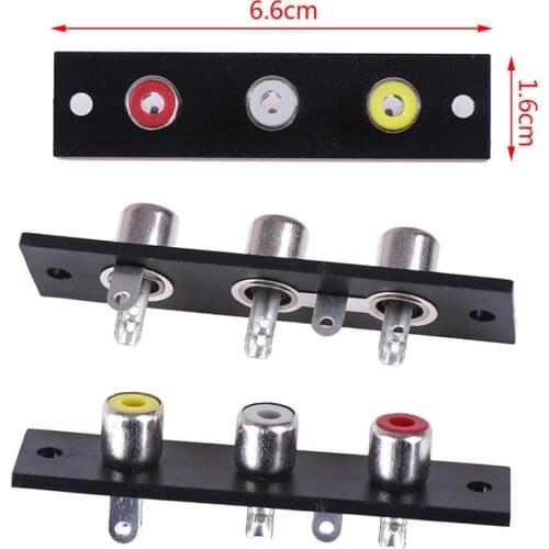 6.6x1.6cm 3 Way RCA Terminal Wall Panel Plate Input Phono Chassis Socket Audio Adapter