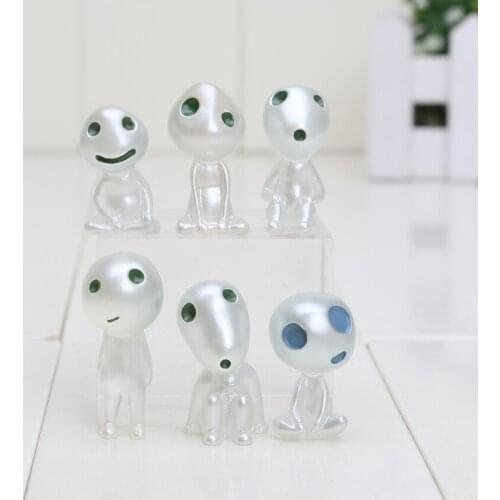 6Pcs/set Princess Mononoke luminous tree elves Spirit Kodama gardening potted decoration Micro Landscape accessories