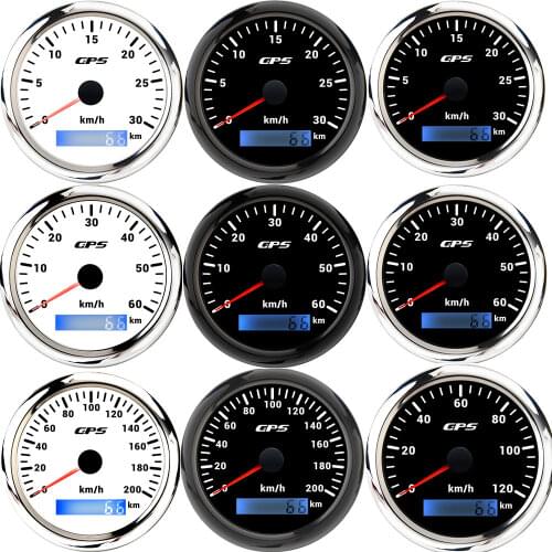 7 Colors Backlight 85MM GPS Speedometer + GPS Antenna Speedometer Sensor Set For Motorcycle Marine Boat Car Auto 12V Odometer