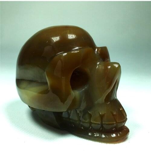 Agate Cranium Natural Stone Crystal Live Carving Skull Wicca Wichcraft Reiki Raw Gems Minerals Ornaments Home Decoration Room