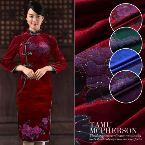 Printed bronzed velvet fabric drape velvet fabric gold velvet clothing cheongsam chinese velvet fabric wholesale fashion cloth