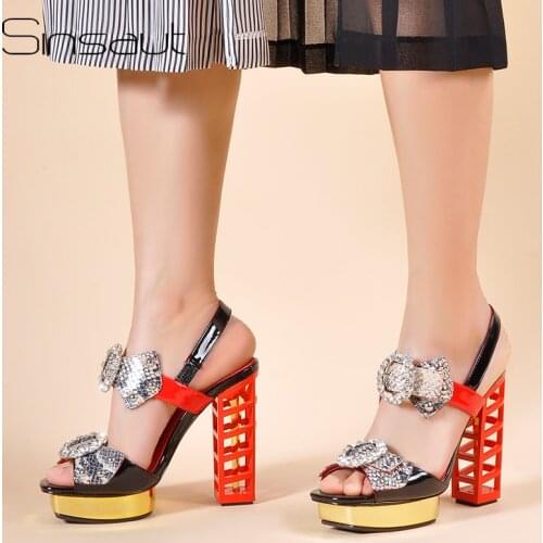 Sinsaut Summer Shoes Women Rhinestone Sandals High Heels Metallic Wedges fretwor Heels Platform Sandals Wedges Shoes For Women