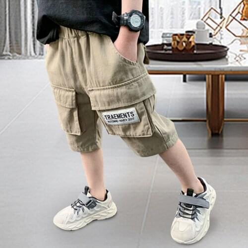 Summer 2020 New Boys pants 5 7 8 9 10 12 Years Boys cropped pants Knee Length pants Calf cargo Pockets Cotton kids Boy Clothes