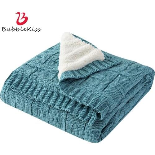 Bubble Kiss Winter Thicken Blanket Double-Sided Plus Plush Throw Blanket Warm Knitting Blankets For Beds Home Sofa Nap Blankets