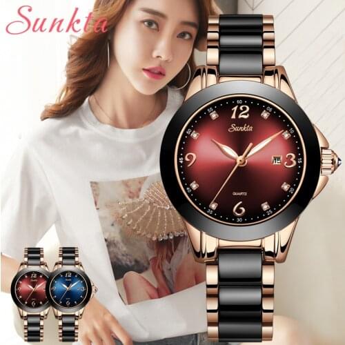 SUNKTA 2021 New Rose Gold Watch Women Quartz Watches Ladies Top Brand Luxury Female Wrist Watch Girl Clock Relogio Feminino+Box
