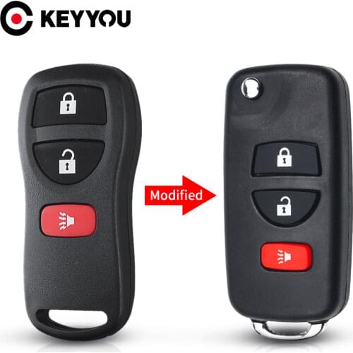 KEYYOU 3/4 Buttons Modified Flip Key Case Remote Key Shell Uncut Cover For Nissan Infiniti Xterra Frontier Muranon X-Trail Tiida