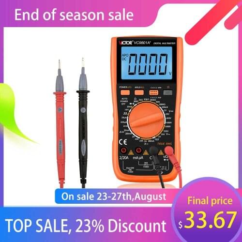 Vitcor VC9801A+ Digital Multimeter True RMS DMM AC/DC Resistance Capacitance Diod Transistor Ammeter Voltmeter LCD Backlight
