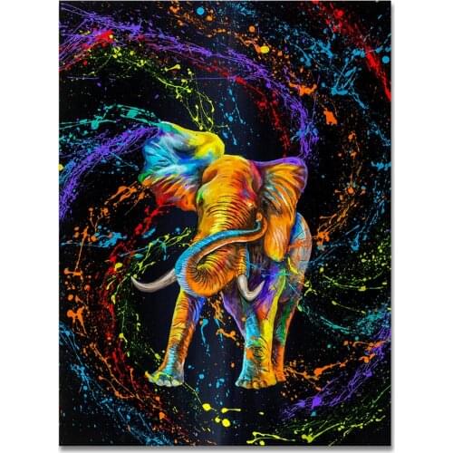 Color abstract elephant owl diamond painting poster animal wall art rhinestone mosaic wall picture living room home decoration b