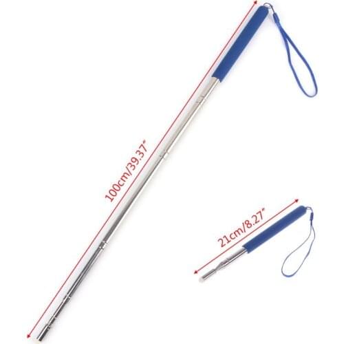 Professional Torch Whiteboard Pen Felt Head Stainless Steel Telescopic Teacher Pointer 1M