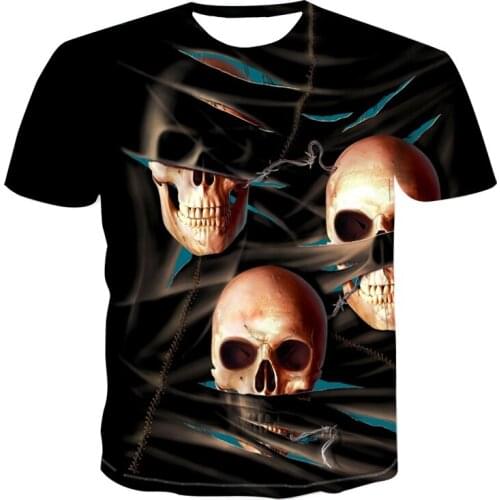 2021s New Summer Heat Terror Skull Mens T Shirt Casual Jacket 3d Print Fashion Short Sleeve O Collar Fashion Xxs-6xl